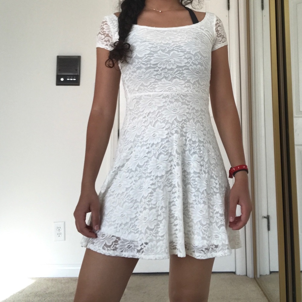 White Lace Skater Dress
